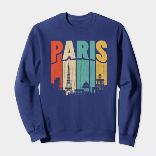 Retro Parisian Dream Vintage Cityscape Crewneck Sweatshirt