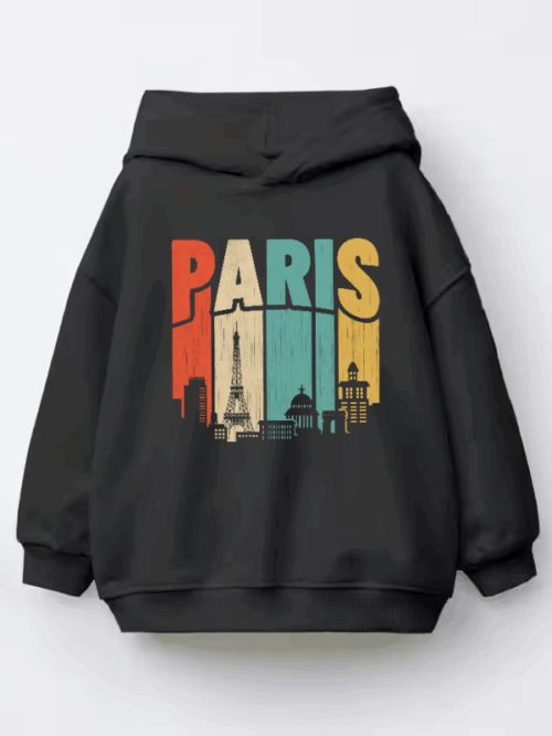 Retro Parisian Dream Vintage Cityscape Kids Hoodie