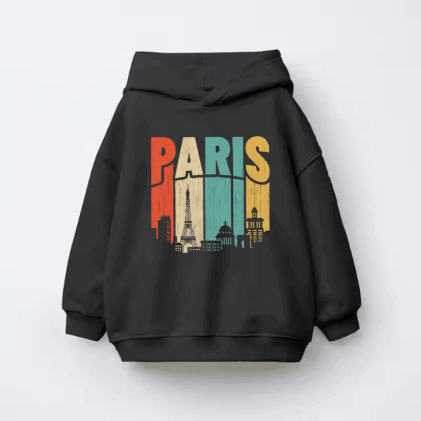 Retro Parisian Dream Vintage Cityscape Kids Hoodie