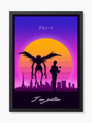 Retro Wave Death Note Light Yagami Justice Poster
