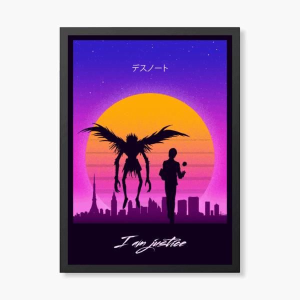 Retro Wave Death Note Light Yagami Justice Poster