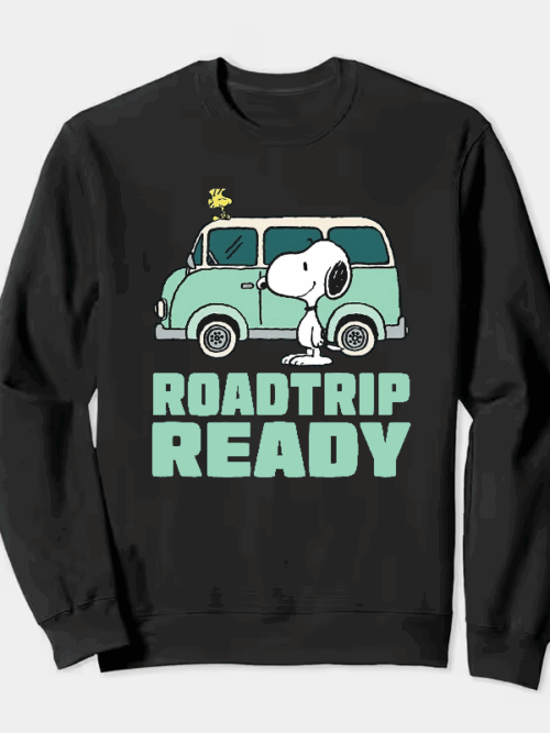 Roadtrip Ready Snoopy and Woodstock Adventure Van Crewneck Sweatshirt