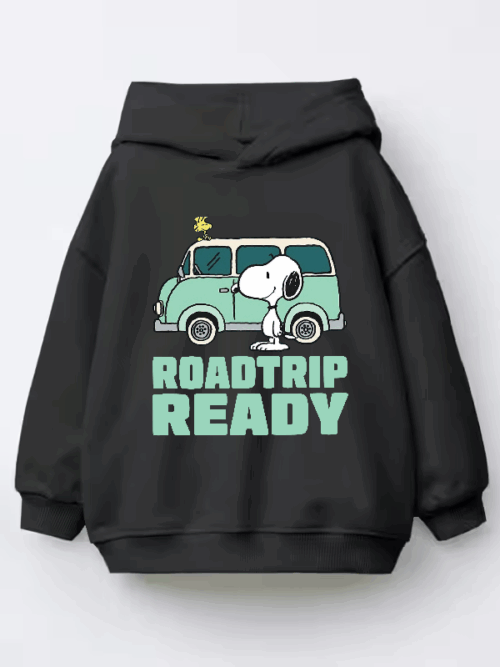 Roadtrip Ready Snoopy and Woodstock Adventure Van Kids Hoodie