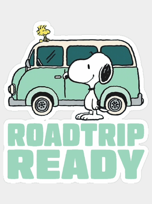 Roadtrip Ready Snoopy and Woodstock Adventure Van Sticker