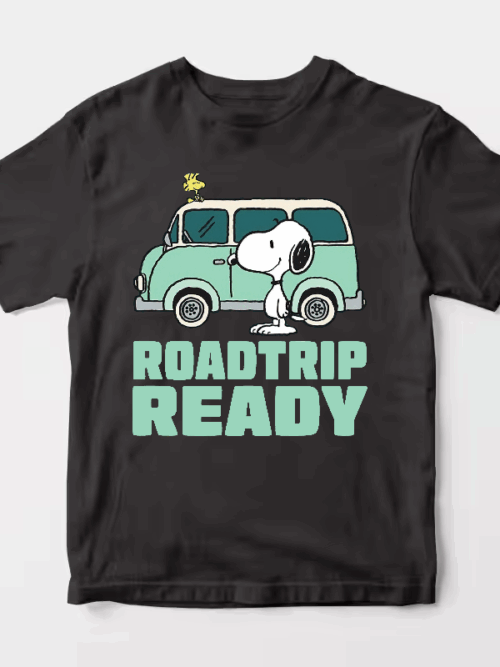 Roadtrip Ready Snoopy and Woodstock Adventure Van Unisex T-Shirt