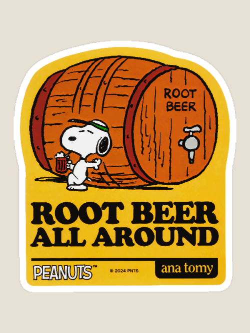Root Beer Cheers with Snoopy and Friends Peanuts Sticker