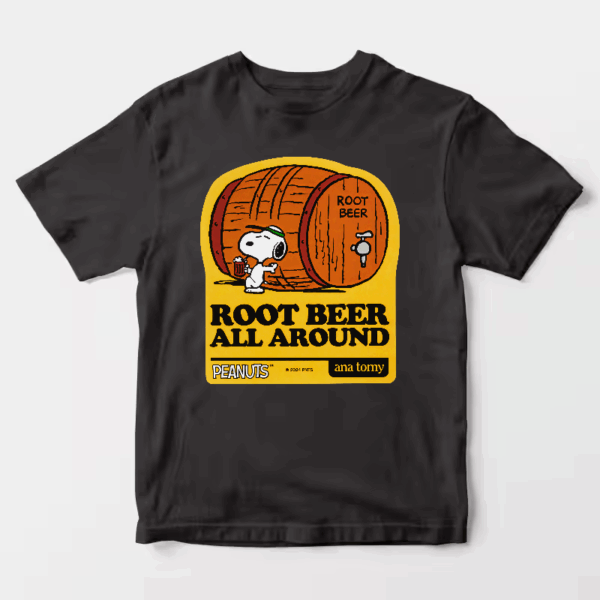 Root Beer Cheers with Snoopy and Friends Peanuts Unisex T-Shirt