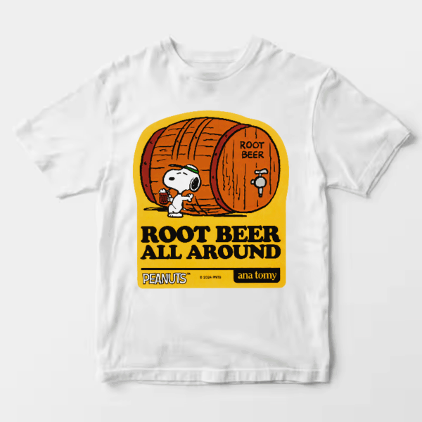 Root Beer Cheers with Snoopy and Friends Peanuts Unisex T-Shirt