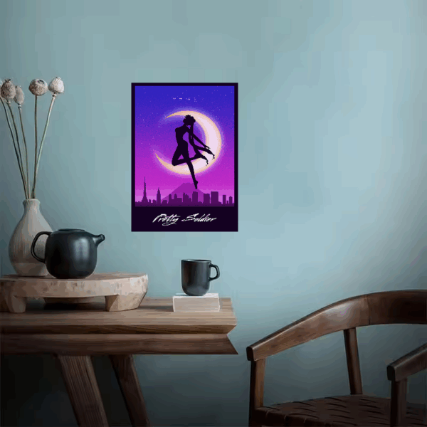 Sailor Moon Retro Wave Pretty Soldier Anime Poster
