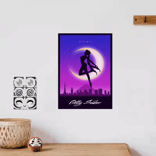Sailor Moon Retro Wave Pretty Soldier Anime Poster