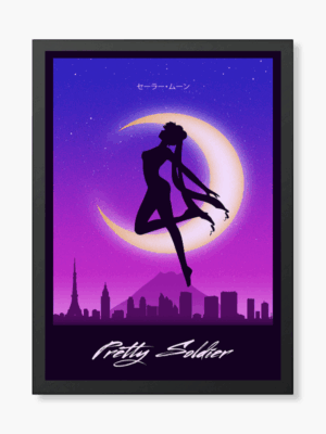 Sailor Moon Retro Wave Pretty Soldier Anime Poster