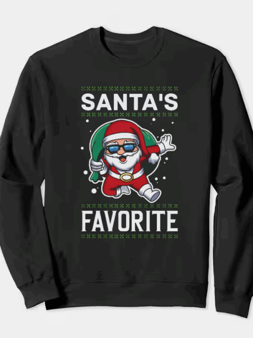 Santa’s Favorite – Cute Christmas Cartoon for Holiday Cheer Crewneck Sweatshirt