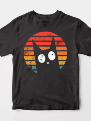 Shadow Whiskers – Black Cat Retro Aesthetic Unisex T-Shirt