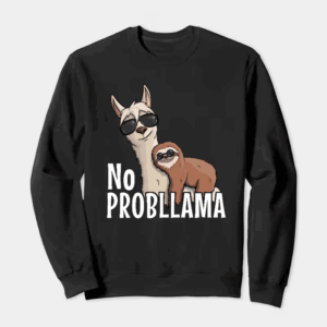 Sloth Riding Llama Funny No ProbLLama Chill Crewneck Sweatshirt