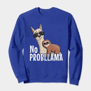 Sloth Riding Llama Funny No ProbLLama Chill Crewneck Sweatshirt