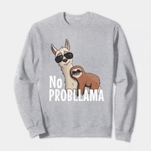 Sloth Riding Llama Funny No ProbLLama Chill Crewneck Sweatshirt