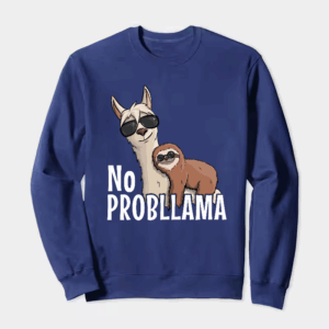 Sloth Riding Llama Funny No ProbLLama Chill Crewneck Sweatshirt
