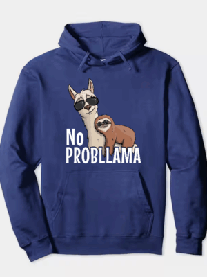 Sloth Riding Llama Funny No ProbLLama Chill Hoodie