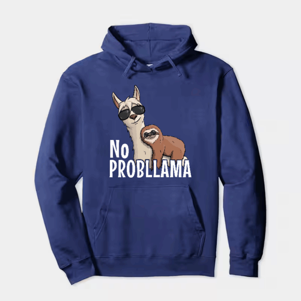 Sloth Riding Llama Funny No ProbLLama Chill Hoodie