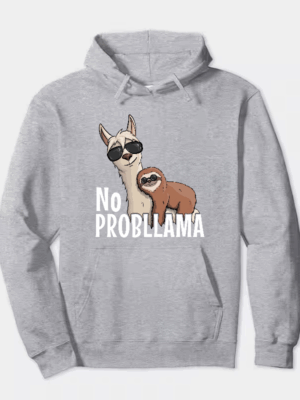 Sloth Riding Llama Funny No ProbLLama Chill Hoodie