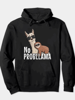 Sloth Riding Llama Funny No ProbLLama Chill Hoodie