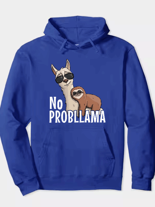 Sloth Riding Llama Funny No ProbLLama Chill Hoodie