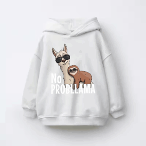 Sloth Riding Llama Funny No ProbLLama Chill Kids Hoodie