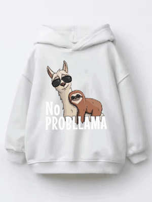 Sloth Riding Llama Funny No ProbLLama Chill Kids Hoodie