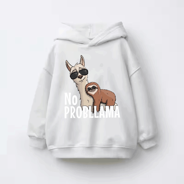 Sloth Riding Llama Funny No ProbLLama Chill Kids Hoodie