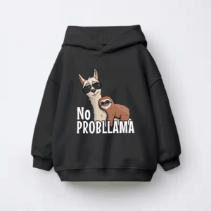 Sloth Riding Llama Funny No ProbLLama Chill Kids Hoodie
