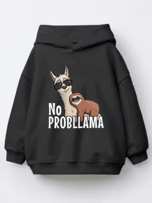 Sloth Riding Llama Funny No ProbLLama Chill Kids Hoodie