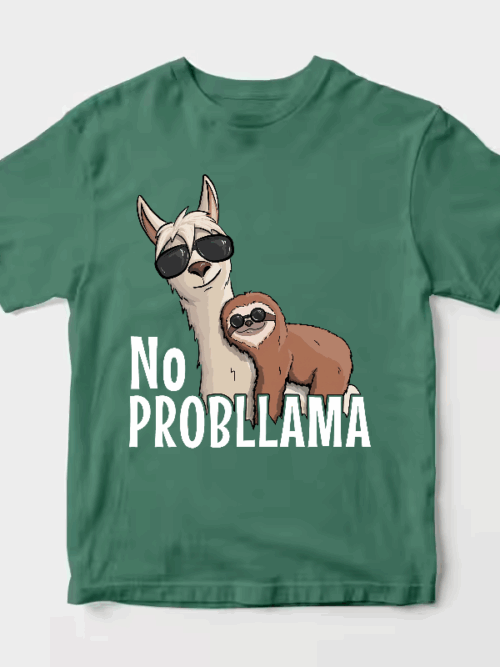 Sloth Riding Llama Funny No ProbLLama Chill Unisex T-Shirt