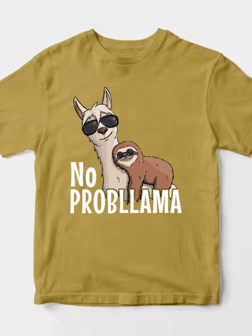 Sloth Riding Llama Funny No ProbLLama Chill Unisex T-Shirt