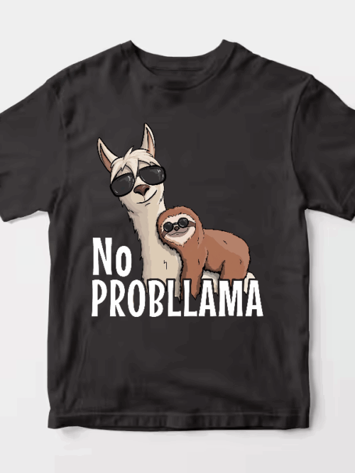 Sloth Riding Llama Funny No ProbLLama Chill Unisex T-Shirt