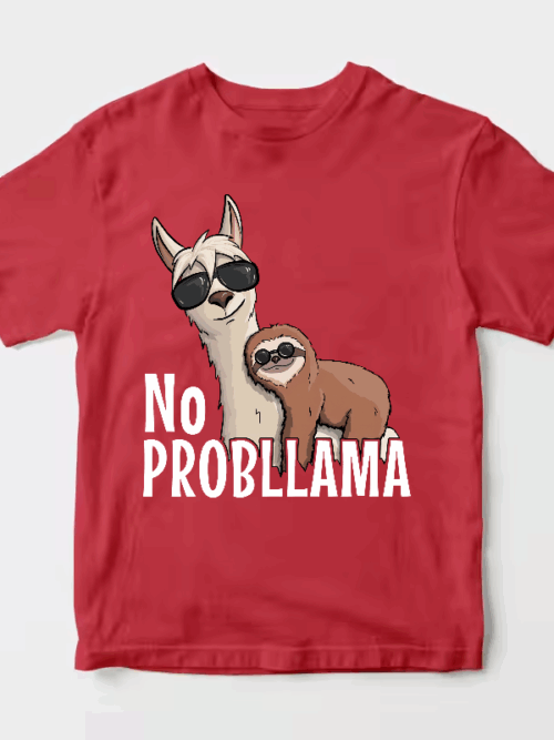 Sloth Riding Llama Funny No ProbLLama Chill Unisex T-Shirt