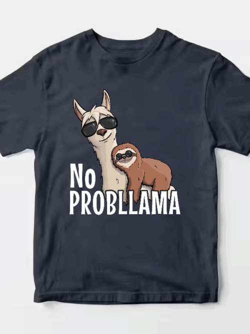 Sloth Riding Llama Funny No ProbLLama Chill Unisex T-Shirt
