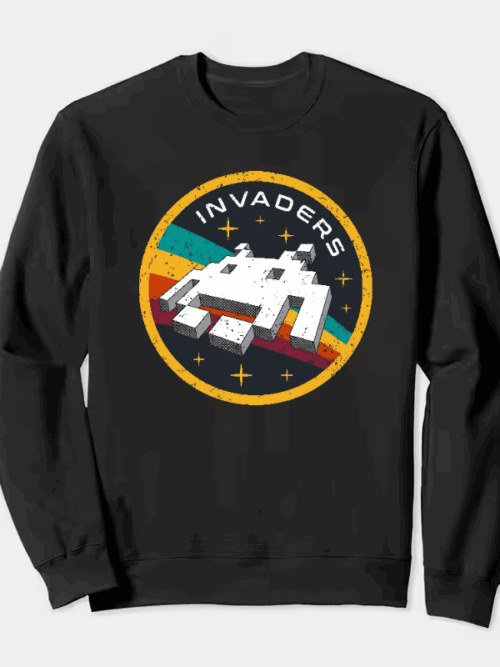 Space Invaders Classic Retro Arcade Gaming Crewneck Sweatshirt