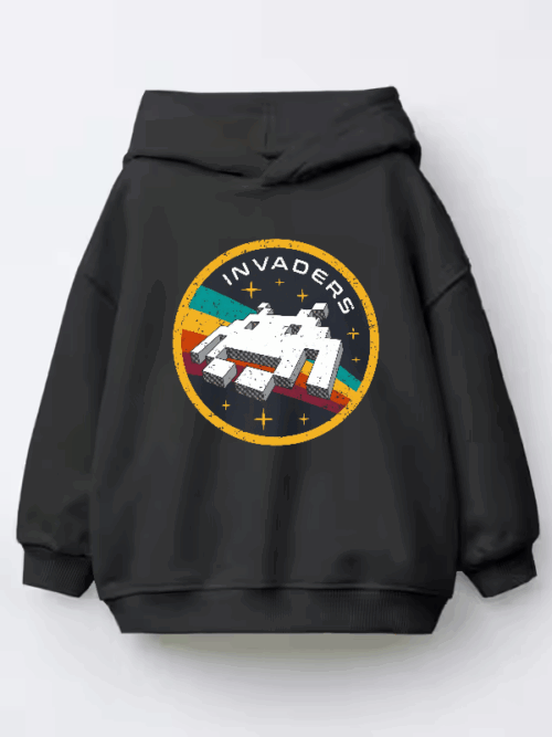 Space Invaders Classic Retro Arcade Gaming Kids Hoodie