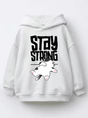 Stay Strong Brave Cat Spirit Kids Hoodie