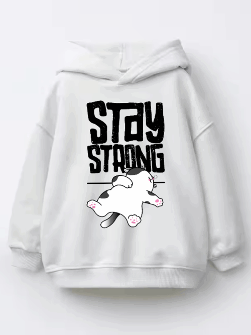 Stay Strong Brave Cat Spirit Kids Hoodie