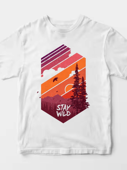 Stay Wild Mountain Forest Wilderness Silhouette Unisex T-Shirt