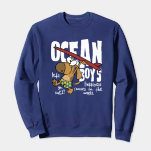 Surf Dog with Board Ready to Roll Crewneck Sweatshirt