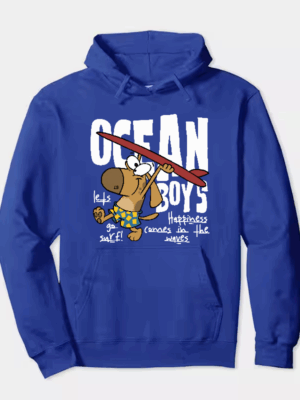 Surf Dog with Board Ready to Roll Hoodie