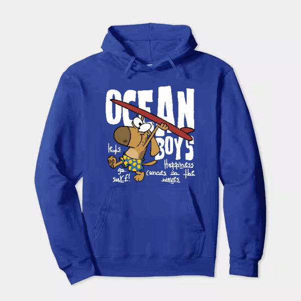 Surf Dog with Board Ready to Roll Hoodie