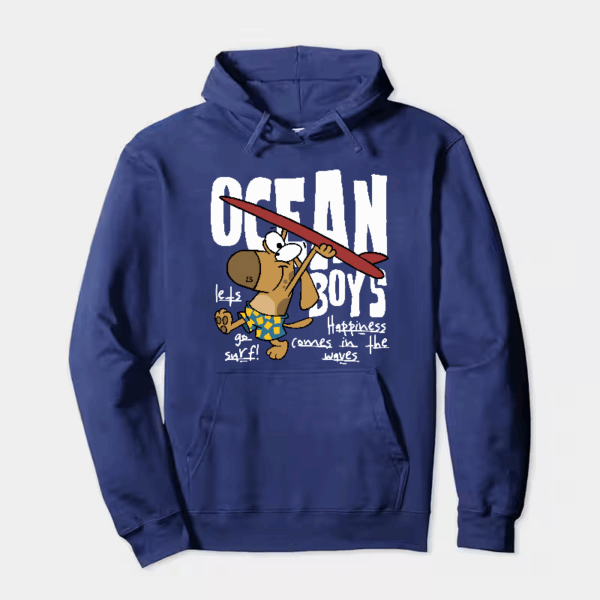 Surf Dog with Board Ready to Roll Hoodie