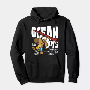 Surf Dog with Board Ready to Roll Hoodie