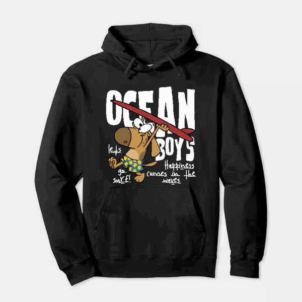 Surf Dog with Board Ready to Roll Hoodie