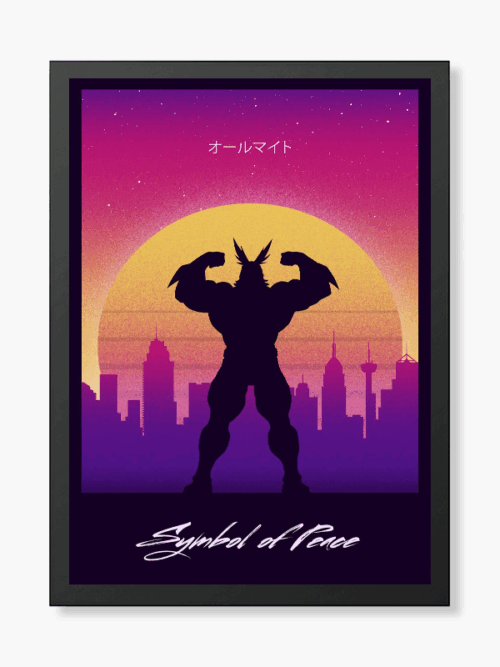 Symbol of Peace All Might Retro Wave My Hero Academia Poster