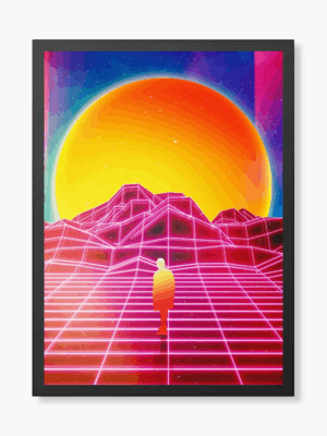 Synthwave Sunrise Dreamscape Retro Aesthetic Poster