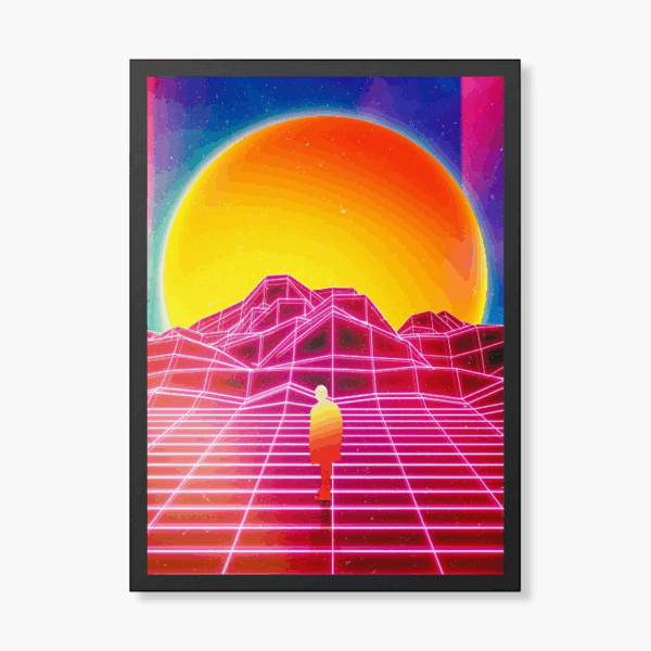 Synthwave Sunrise Dreamscape Retro Aesthetic Poster